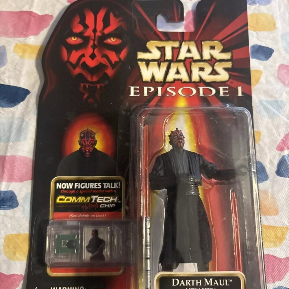 1999 Hasbro Star Wars Episode 1 Darth Maul Sith Lord Action Figure CommTech Chip
